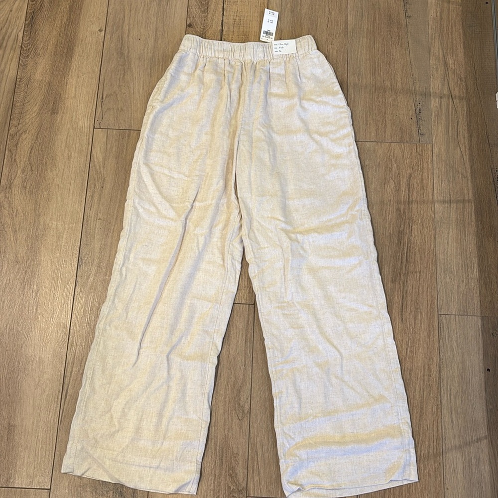 High Waisted Linen Pant- NWT Abercrombie Linen Pant in Cream